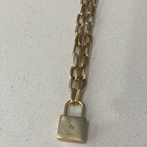 Christian Dior Aged Gold Lucky Locket Necklace Padlock - Picture 6 of 7